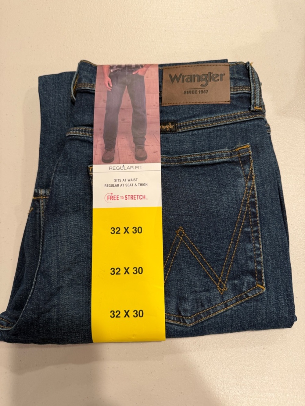 Wrangler waist 32 and length 30 Men’s Relaxed Fit Dark Blue Jeans